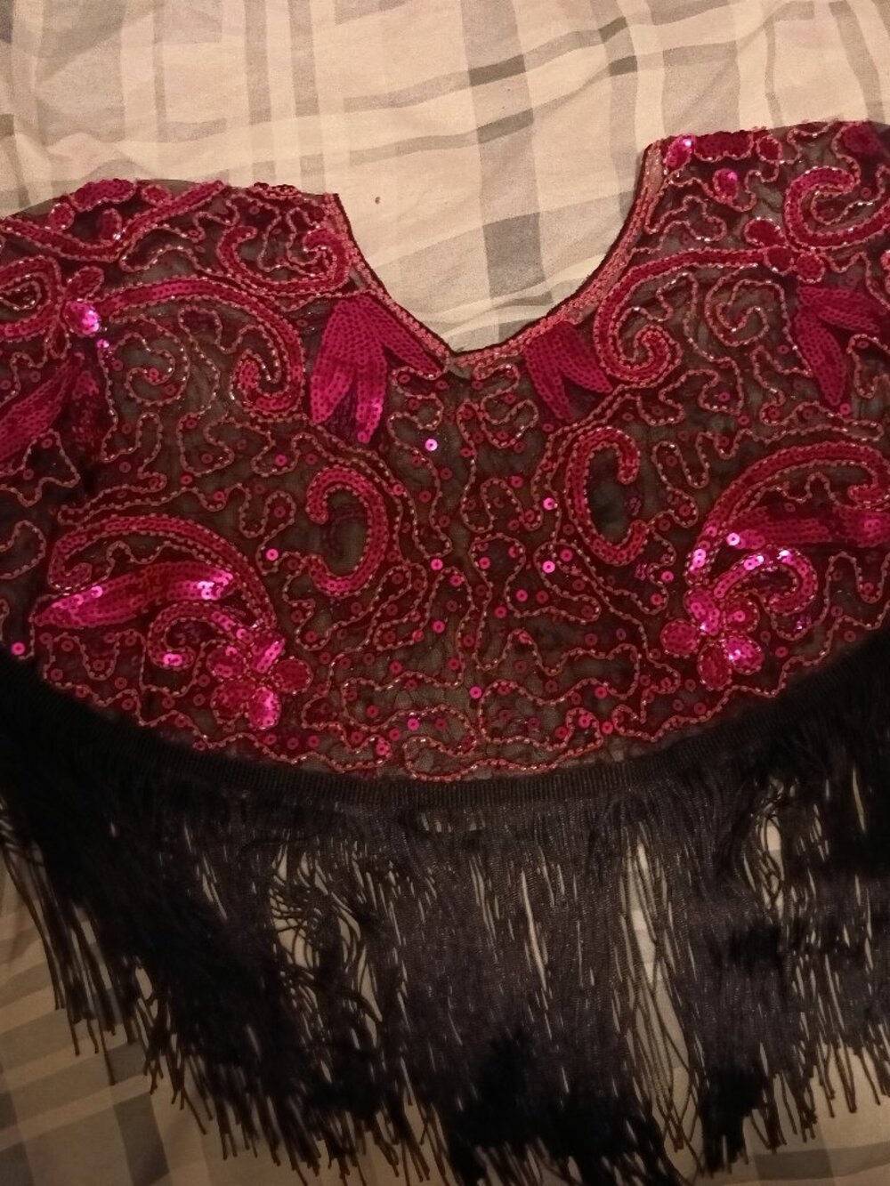 Hand Sewn Sequined top with trim